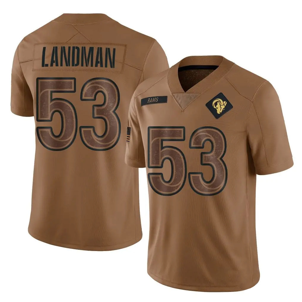 LA.Rams #53 Nate Landman Player Brown Salute To Service Limited Gdoa Stitched Jerseys