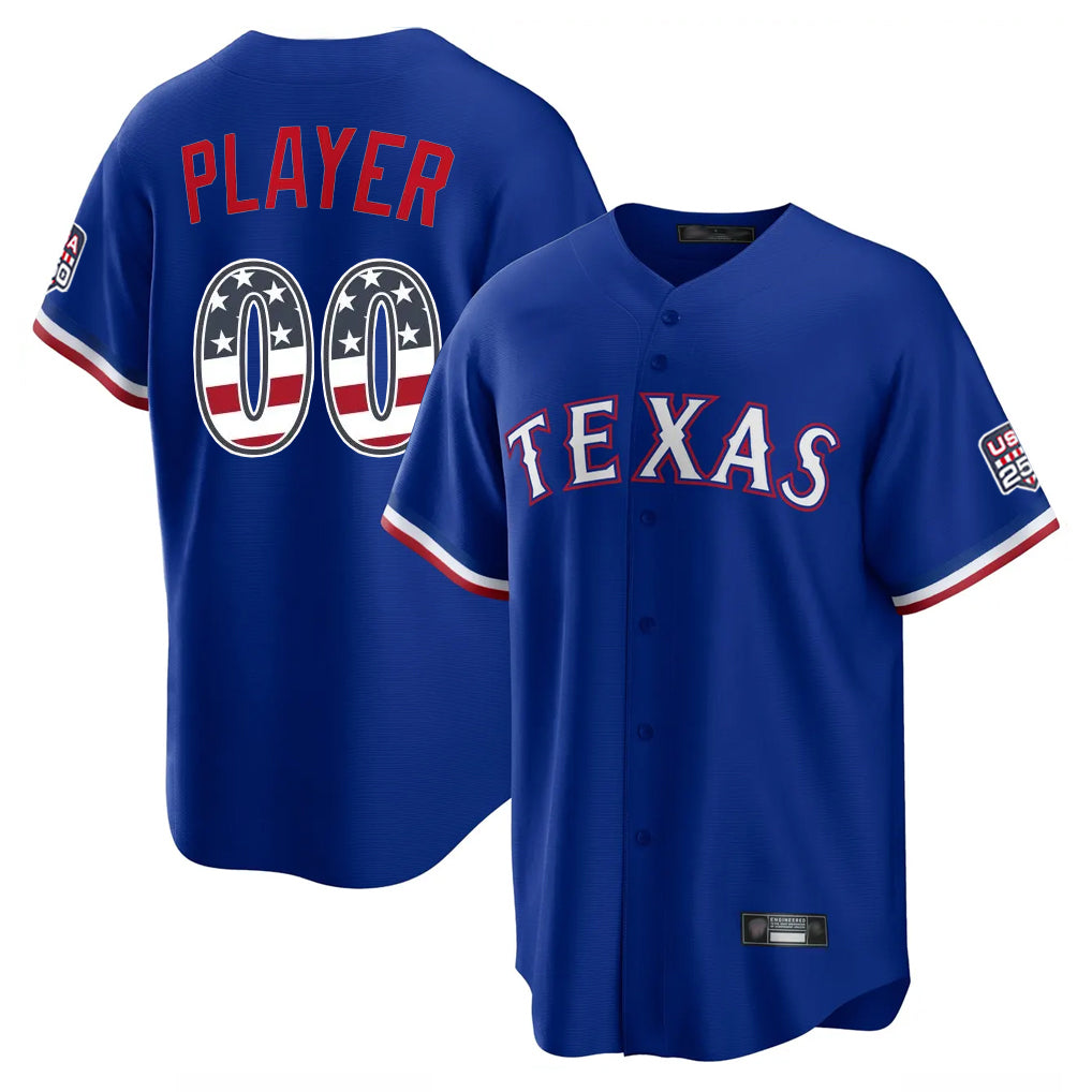 Custom T.Rangers Royal USA 250 Fourth of July Limited Home Game Any Name & Number Gdoa Stitched Jerseys