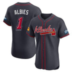 A.Braves #1 Ozzie Albies Player Navy 2025 Speedway Classic Limited Elite Home Game Gdoa Stitched Jerseys