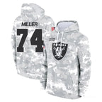 LV.Raiders #74 Kolton Miller Player Arctic Camo Salute to Service Hoodies Limited Game Gdoa Stitched Jerseys