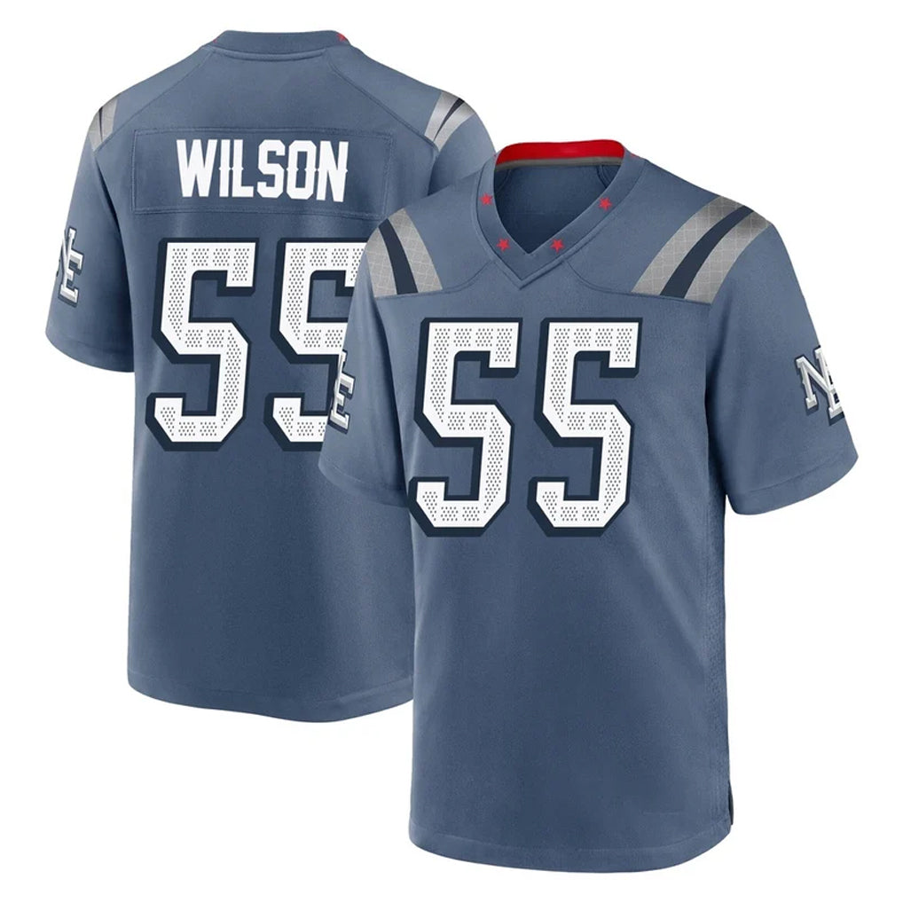 NE.Patriots #55 Jared Wilson Player Blue Rivalries Collection Home Game Gdoa Stitched Jerseys
