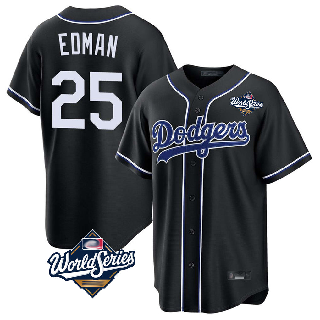 LA.Dodgers #25 Tommy Edman Player Black World Series Carbon Limited Home Fdoa Stitched Jerseys