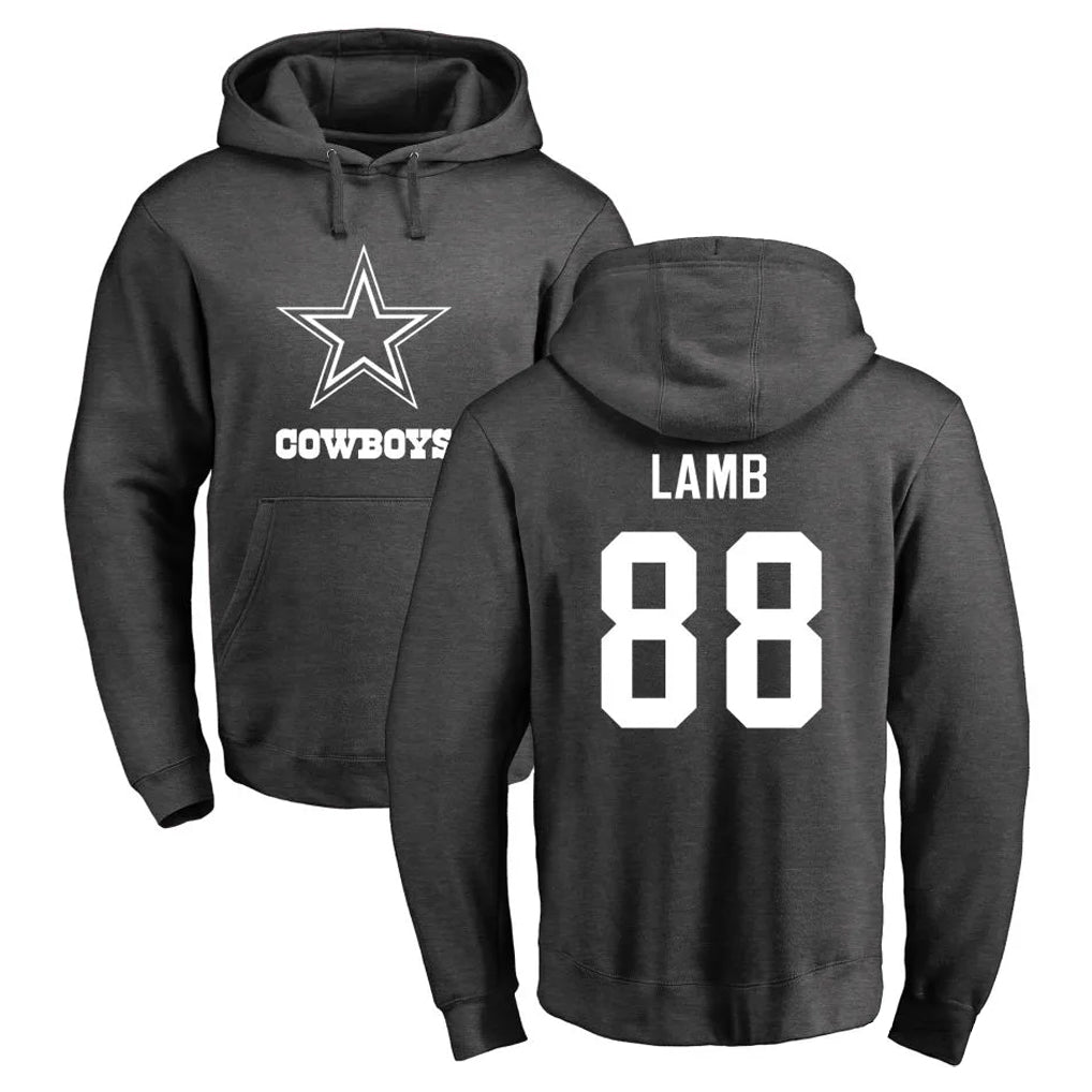 D.Cowboys #88 CeeDee Lamb Player Ash One Color Pullover Hoodie Limited Gdoa Stitched Jerseys
