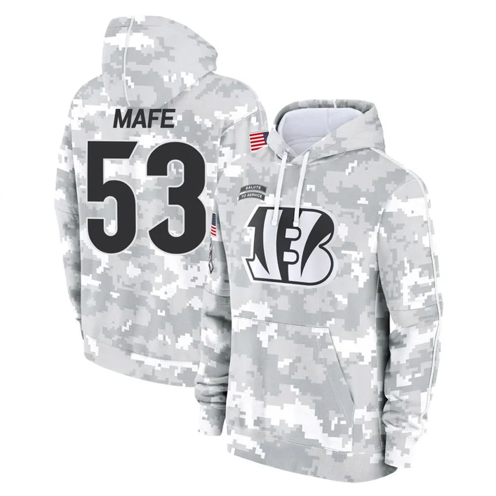 C.Bengals #53 Boye Mafe Player Arctic Camo Salute to Service Pullover Hoodie Limited Gdoa Stitched Jerseys