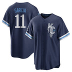 KC.Royals #11 Maikel Garcia Player Navy City Connect Home Game Gdoa Stitched Jerseys
