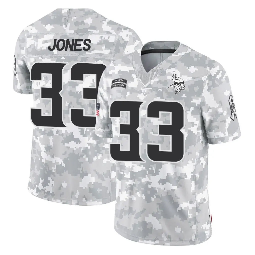 M.Vikings #33 Aaron Jones Sr. Player Arctic Camo Salute To Service Limited Game Gdoa Stitched Jerseys