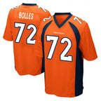 D.Broncos #72 Garett Bolles Player Orange Color Home Game Gdoa Stitched Jerseys