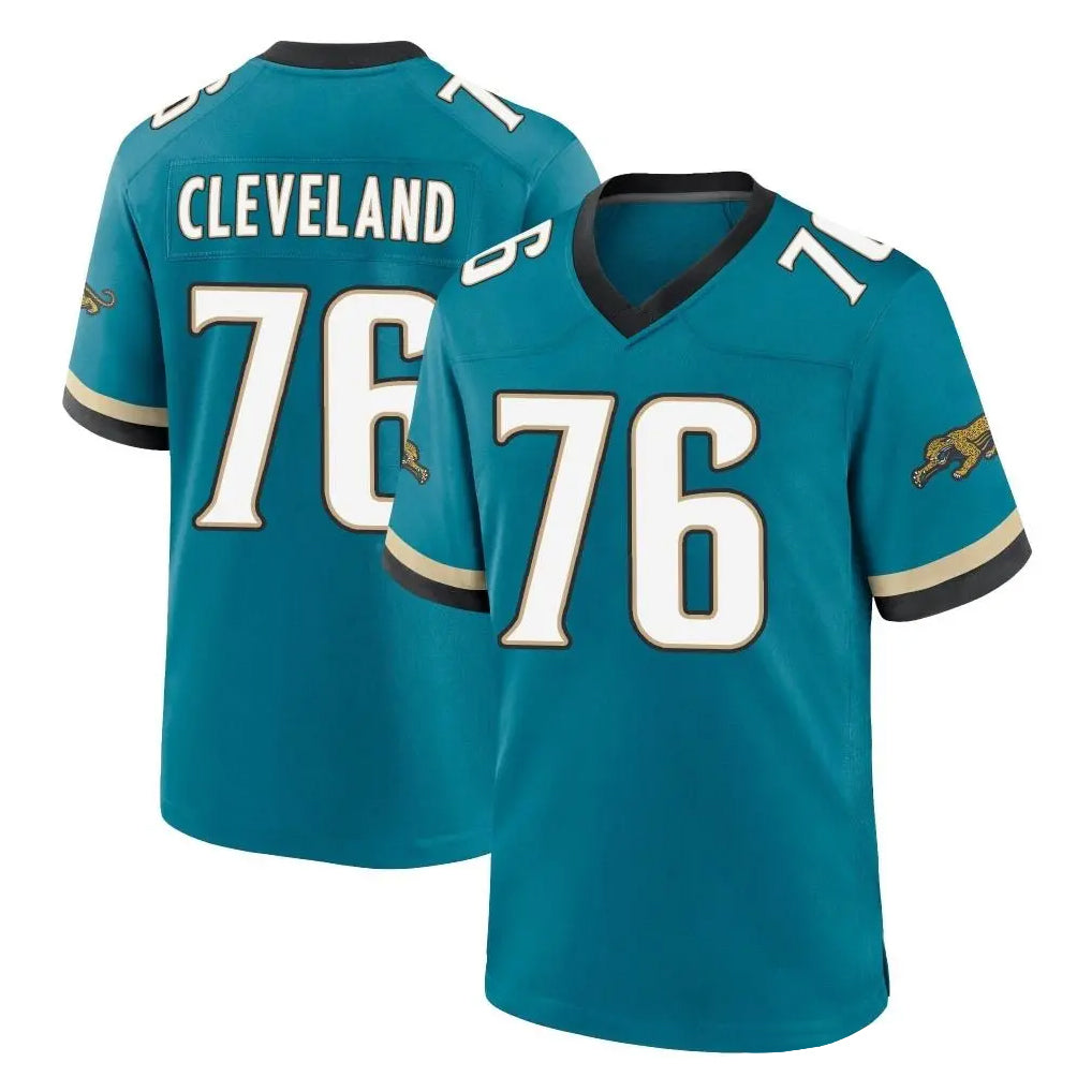 J.Jaguars #76 Ezra Cleveland Player Teal Prowler Throwback Limited Home Game Gdoa Stitched Jerseys