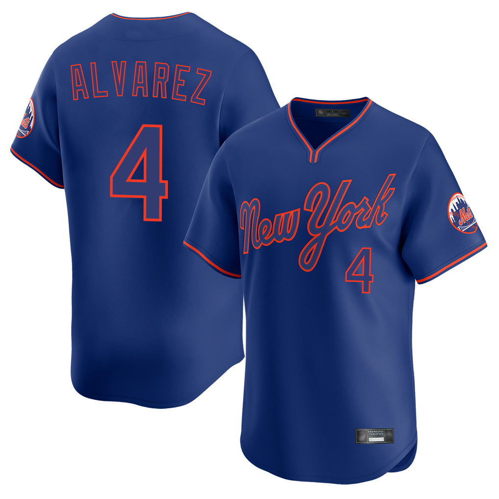 NY.Mets #4 Francisco Alvarez Player Royal T-shirt Home Limited Elite Fdoa Stitched Jerseys