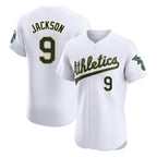 Athletics #9 Reggie Jackson Player White Limited Elite Home Game Gdoa Stitched Jerseys