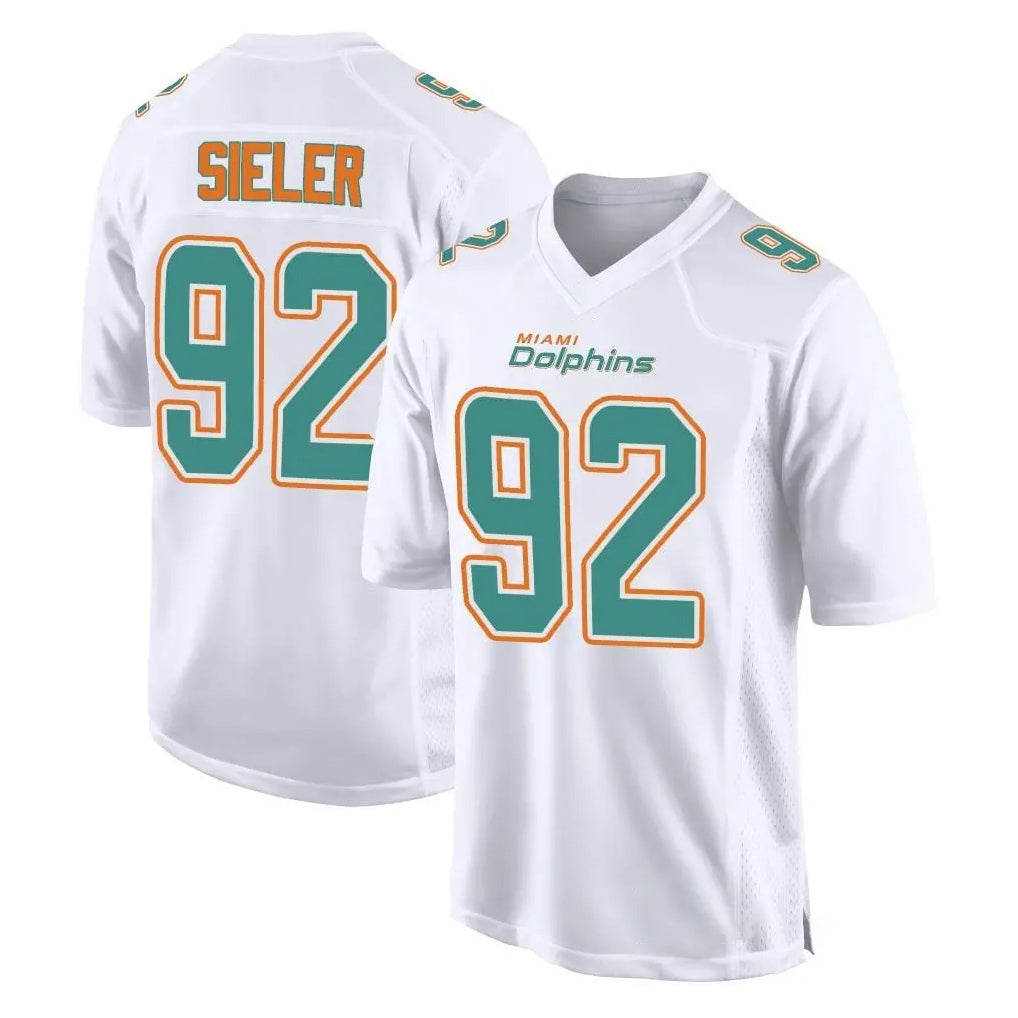 M.Dolphins #92 Zach Sieler Player White Fashion Home Game Gdoa Stitched Jerseys