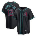 A.Diamondbacks #12 Lourdes Gurriel Jr Player Black Fashion Out Home Game Gdoa Stitched Jerseys