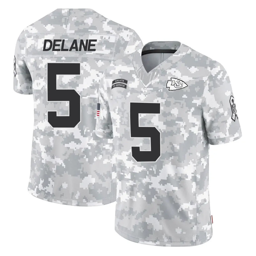KC.Chiefs #5 Mansoor Delane Player Arctic Camo Salute To Service Limited Game Gdoa Stitched Jerseys