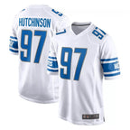 D.Lions #97 Aidan Hutchinson Player White Home Game Gdoa Stitched Jerseys