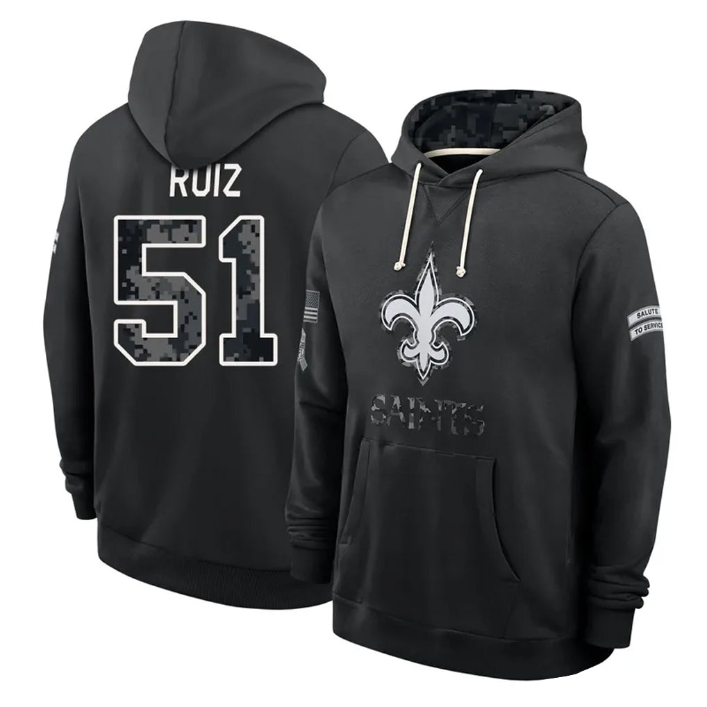 NO.Saints #51 Cesar Ruiz Player 2026 Black Logo Pullover Hoodies Limited Game Gdoa Stitched Jerseys