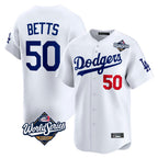 LA.Dodgers #50 Mookie Betts Player White World Series Limited Home Fdoa Stitched Jerseys