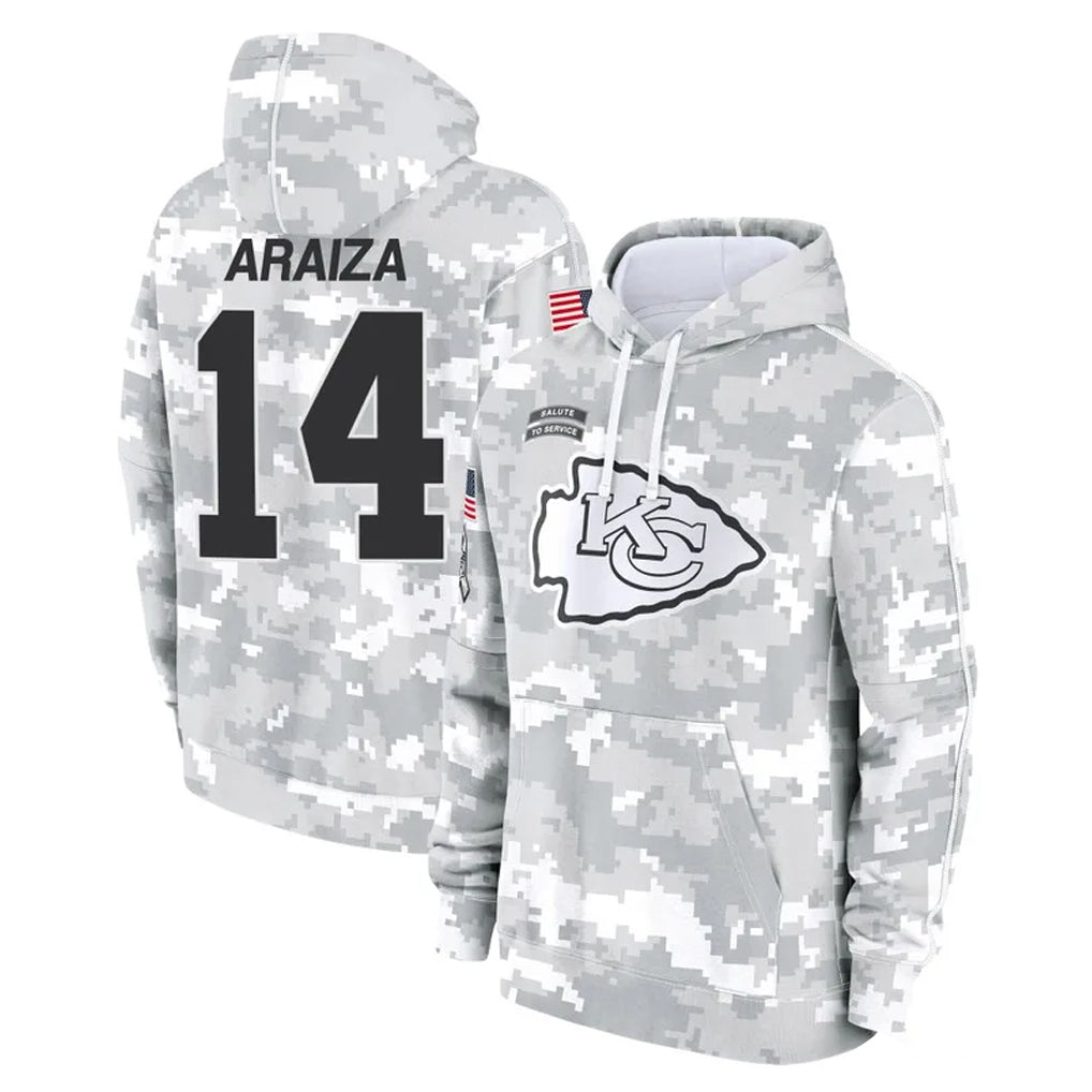 KC.Chiefs #14 Matt Araiza Player Arctic Camo Salute to Service Hoodies Limited Game Gdoa Stitched Jerseys
