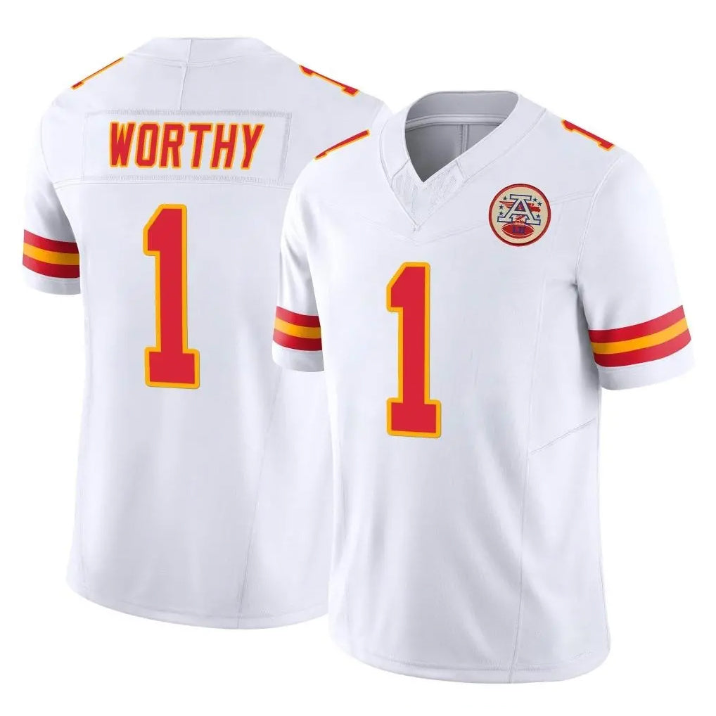 KC.Chiefs #1 Xavier Worthy Player White Limited Vapor F.U.S.E. Home Game Gdoa Stitched Jerseys