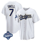 LA.Dodgers #7 Blake Snell Player Gold White World Series Meet Home Game Fdoa Stitched Jerseys