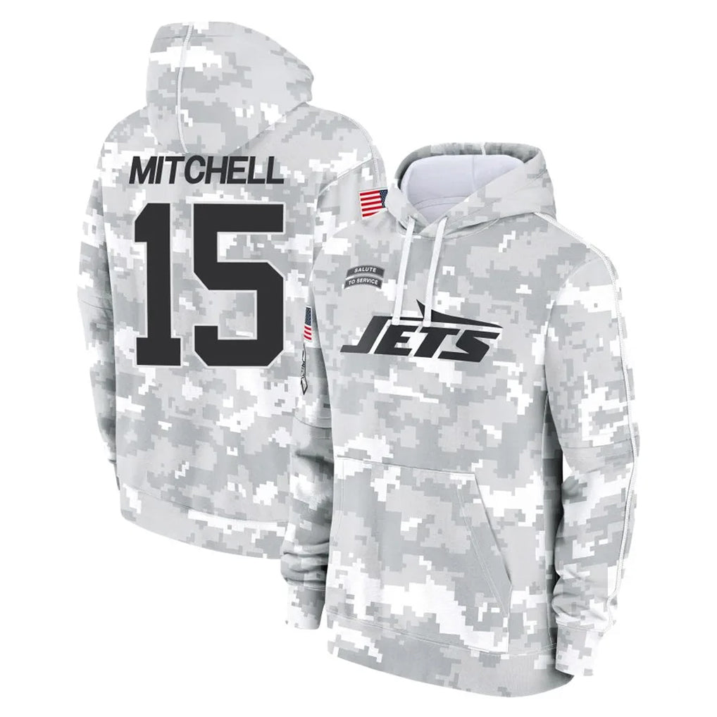 NY.Jets #15 Adonai Mitchell Player Arctic Camo Salute to Service Pullover Hoodies Limited Game Gdoa Stitched Jerseys