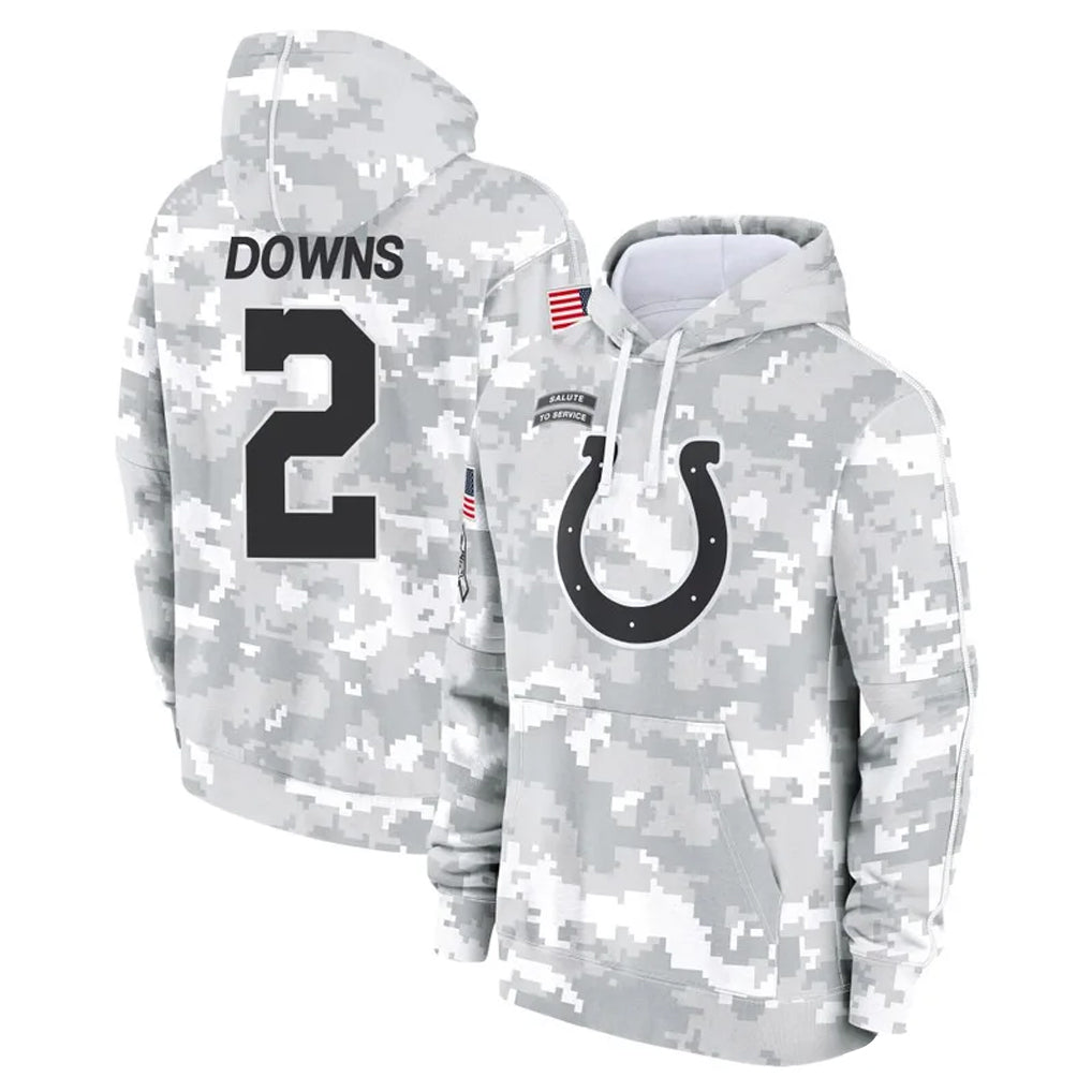 IN.Colts #2 Josh Downs Player Arctic Camo Salute to Service Hoodies Limited Game Gdoa Stitched Jerseys
