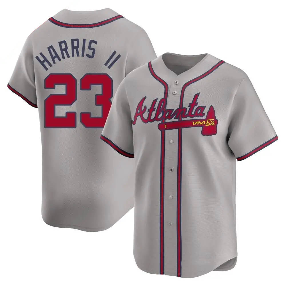 A.Braves #23 Michael Harris II player Gray Limited Away Stitched Jerseys
