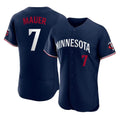 M.Twins #7 Joe Mauer Player Navy Replica Home Limited Elite Fdoa Stitched Jerseys