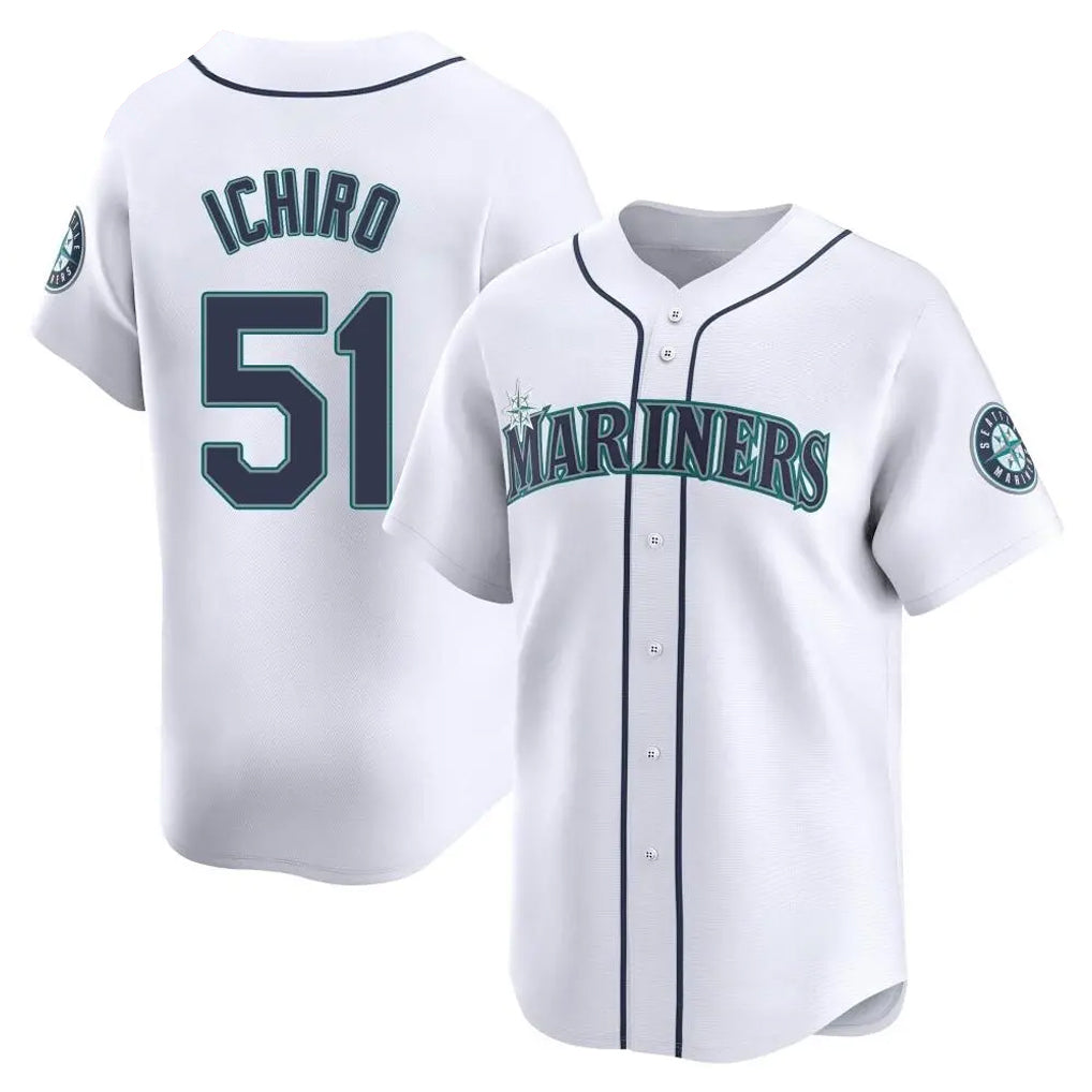 S.Mariners #51 Ichiro Suzuki Player White Home Limited Fdoa Stitched Jerseys