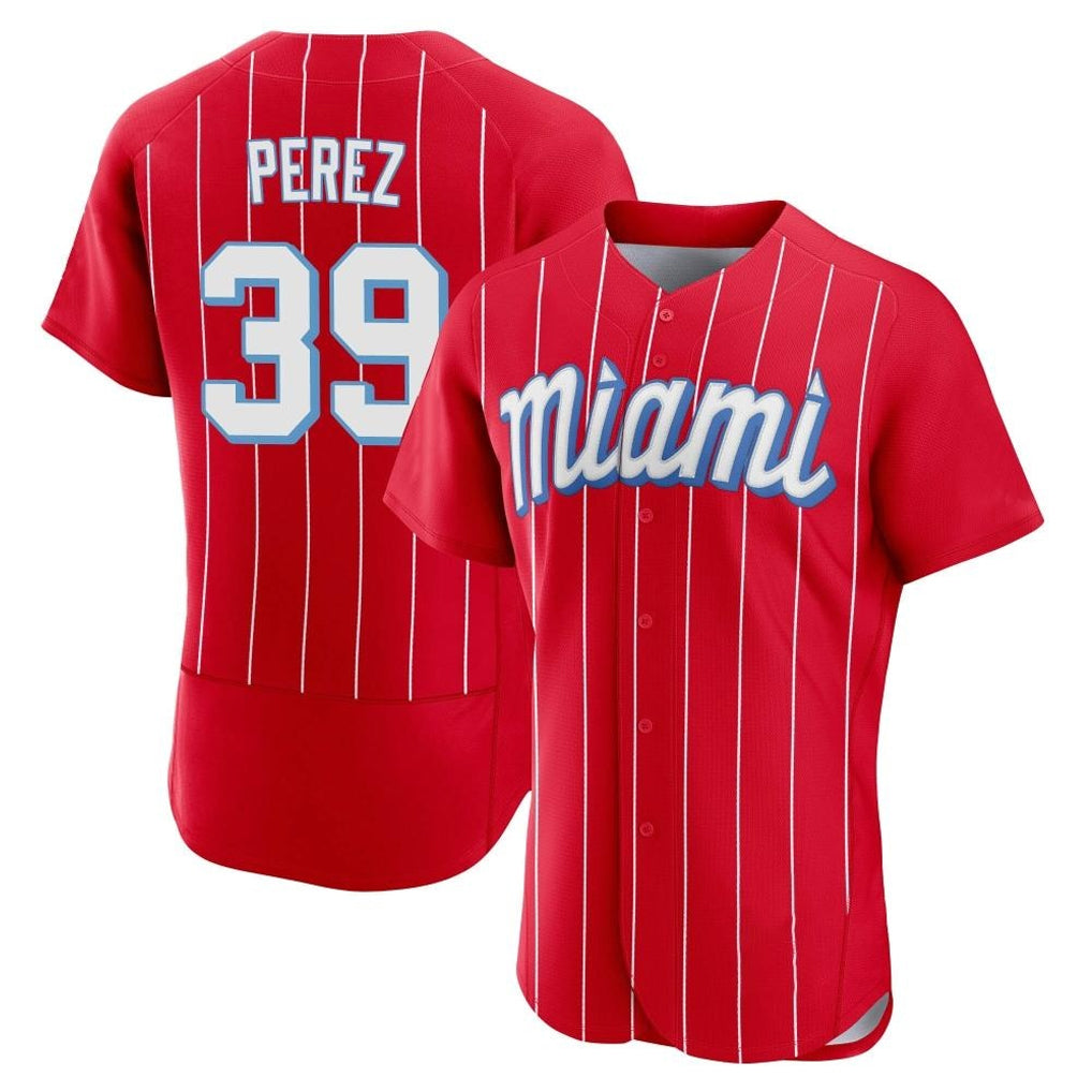 M.Marlins #39 Eury Perez Player Red City Connect Home Limited Elite Fdoa Stitched Jerseys
