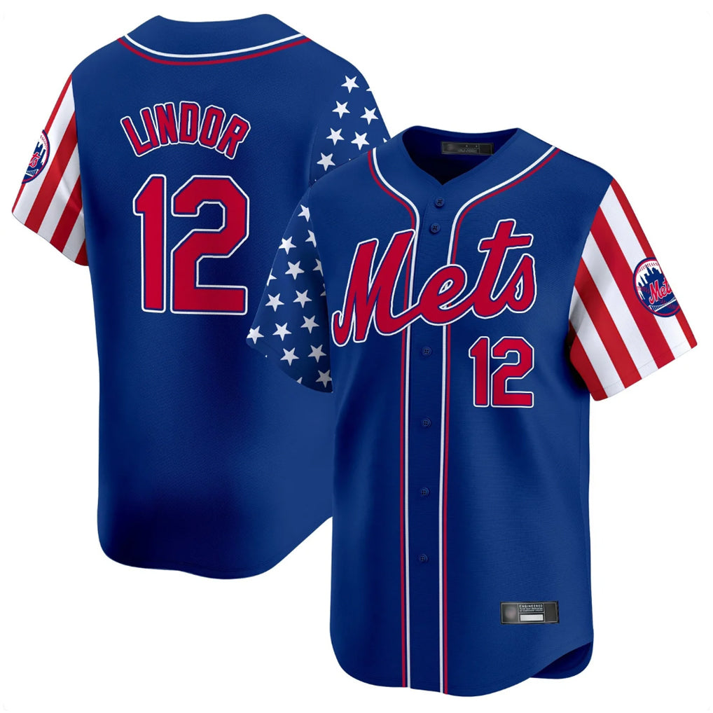 NY.Mets #12 Francisco Lindor Player Royal 2025 Independence Day Vapor Premier Limited  Fdoa Stitched Jerseys