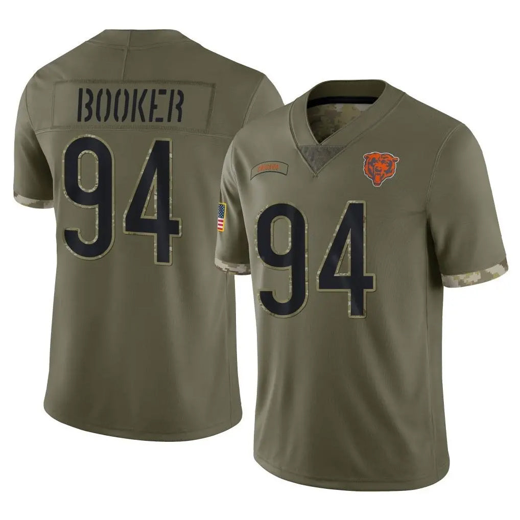 C.Bears #94 Austin Booker Player Olive Salute to Service Limited Game Gdoa Stitched Jerseys