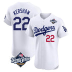 LA.Dodgers #22 Clayton Kershaw Player White World Series Limited Elite Fdoa Stitched Jerseys