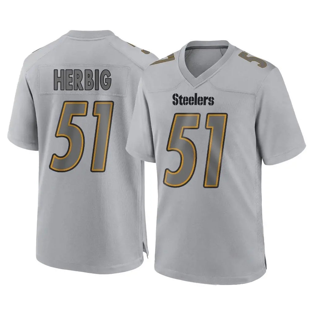 P.Steelers #51 Nick Herbig Player Gray Atmosphere Fashion Home Game Gdoa Stitched Jerseys