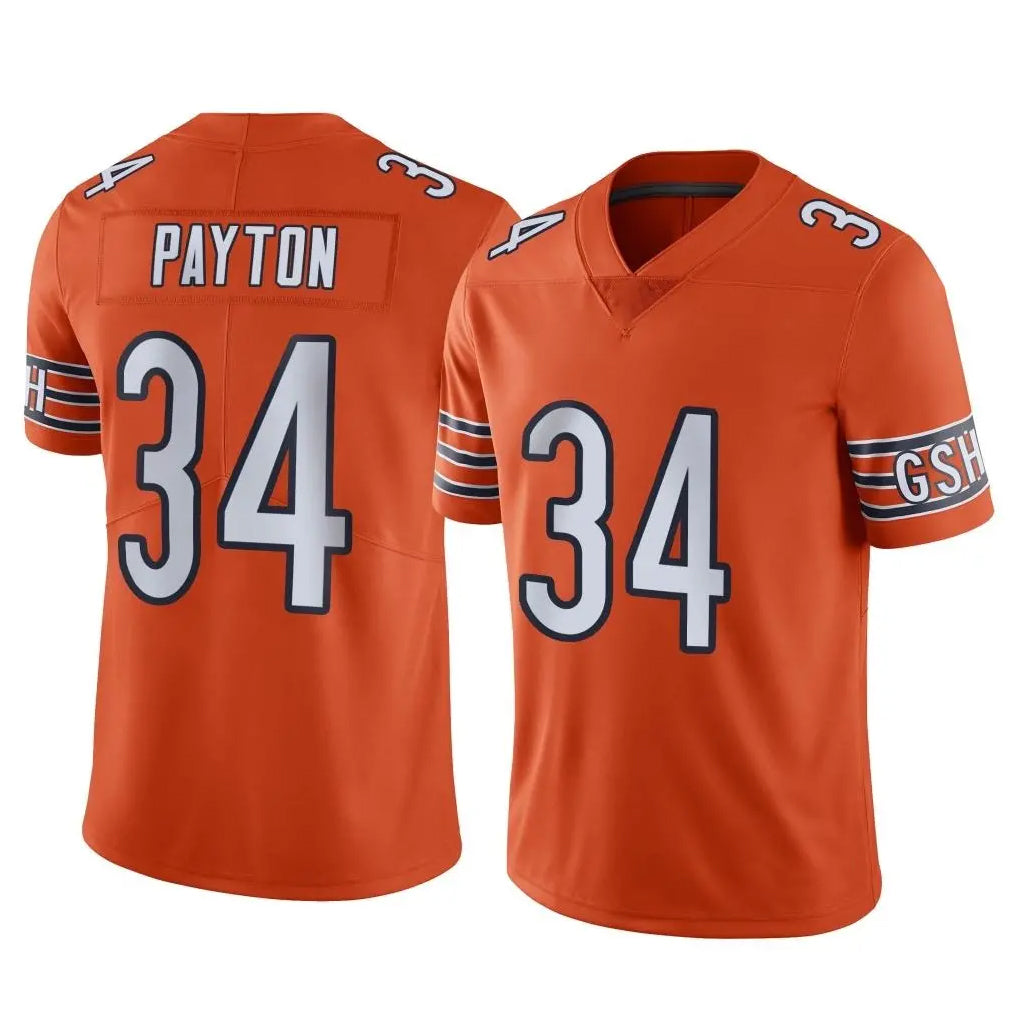 C.Bears #34 Walter Payton Player Orange Alternate Vapor Limited Home Game Gdoa Stitched Jerseys