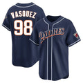 S.Diego Padres #98 Randy Vasquez Player Navy Cooperstown Collection Limited Home Fdoa Stitched Jerseys
