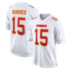 KC.Chiefs #15 Patrick Mahomes Player White Atmosphere Fashion Game Gdoa Stitched Jerseys