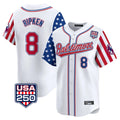 B.Orioles #8 Cal Ripken Player White USA 250 Independence Day Vapor Premier Limited Home Game Gdoa Stitched Jerseys