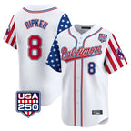 B.Orioles #8 Cal Ripken Player White USA 250 Independence Day Vapor Premier Limited Home Game Gdoa Stitched Jerseys