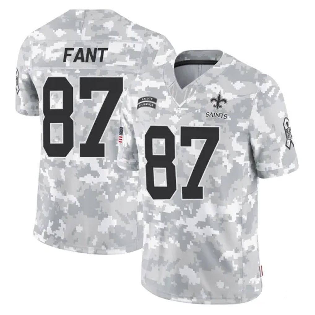 NO.Saints #87 Noah Fant Player Arctic Camo Salute To Service Limited Game Gdoa Stitched Jerseys