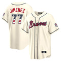 A.Braves #77 Joe Jimenez Player Cream USA 250 Fourth Of July Limited Home Game Gdoa250Ys Stitched Jerseys