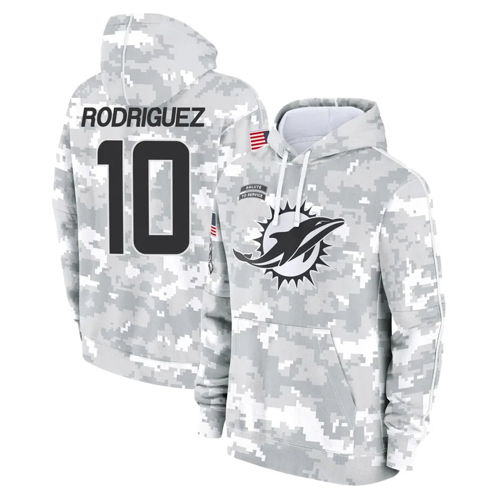 M.Dolphins #10 Jacob Rodriguez Player Arctic Camo Salute to Service Hoodies Limited Game Gdoa Stitched Jerseys