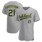 Athletics #21 Tyler Soderstrom player Gray Authentic Road Stitched Jersey