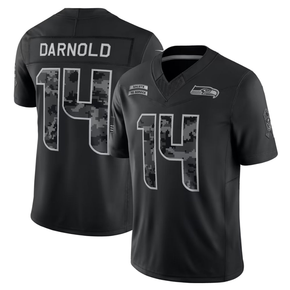 S.Seahawks #14 Sam Darnold Player Black Limited 2026 Salute to Service Home Game Gdoa Stitched Jerseys