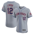 NY.Mets #12 Francisco Lindor Player Gray Road Limited Elite Home Fdoa Stitched Jerseys