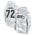 S.Seahawks #72 Abraham Lucas Player Arctic Camo Limited Salute to Service Pullover Hoodies Game Gdoa Stitched Jerseys