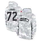 S.Seahawks #72 Abraham Lucas Player Arctic Camo Limited Salute to Service Pullover Hoodies Game Gdoa Stitched Jerseys