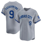 KC.Royals #9 Vinnie Pasquantino Player Gray Limited Home Gdoa Stitched Jerseys