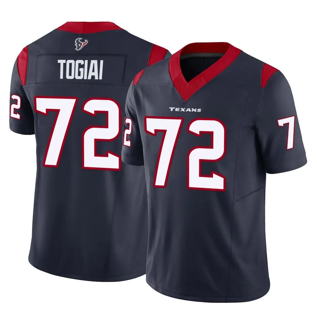 H.Texans #72 Tommy Togiai Player Navy Limited Vapor F.U.S.E. Home Game Gdoa Stitched Jerseys