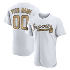 Custom A.Braves White Gold All-Star Limtied Elite Home Game Any Name & Number Gdoa Stitched Jerseys
