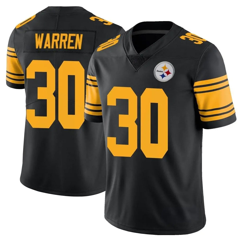 P.Steelers #30 Jaylen Warren Player Black Limited Color Rush Home Game Gdoa Stitched Jerseys